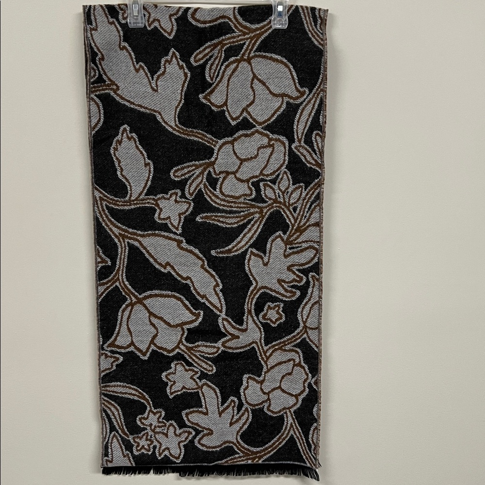 Echo Black and Brown Patterned Reversible Scarf